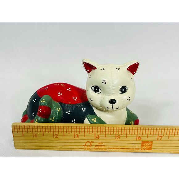 Vtg Enesco Calico Patchwork Cat Bank Footprints - Picture 9 of 9
